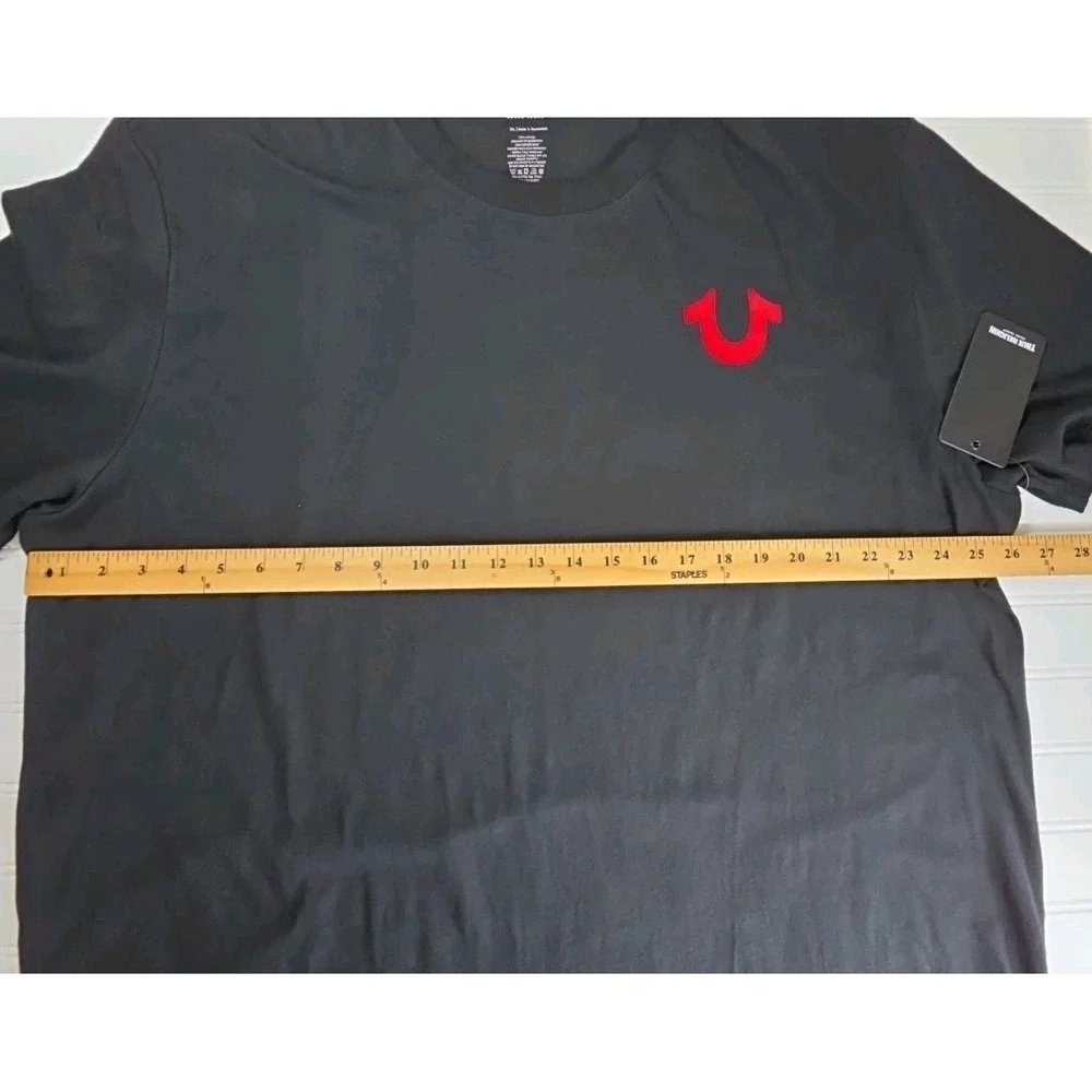True Religion Men's Flocked Logo Graphic T-Shirt Style 100% Cotton 3XL JET BLACK